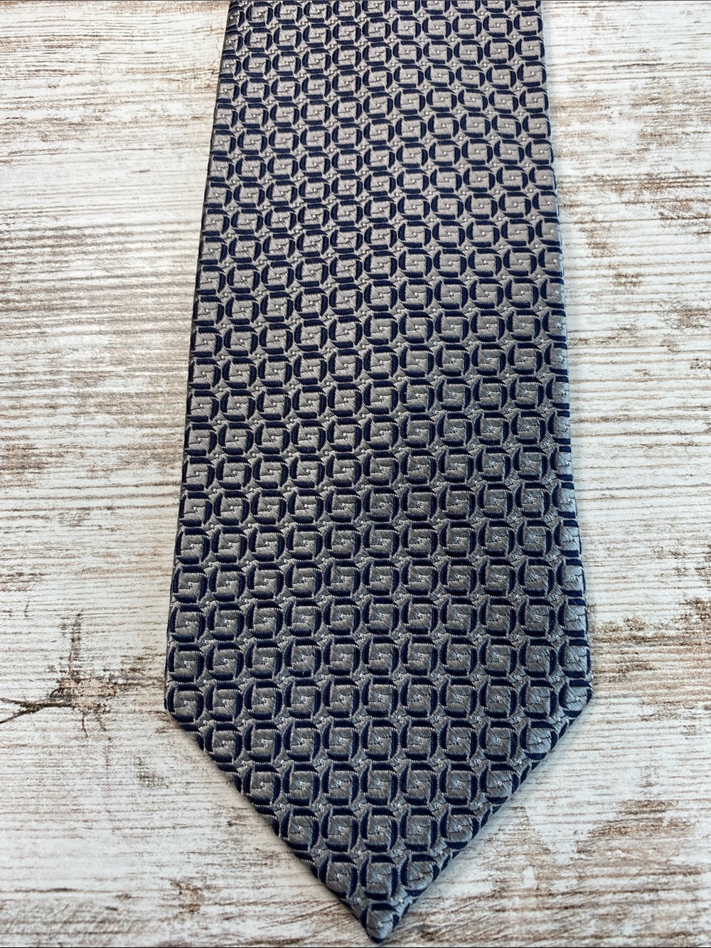 Stafford Silver Gray Geometric Men's Tie 57” Classic